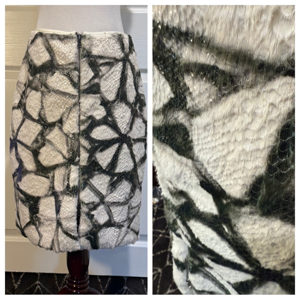 Hanh Merriman fuzzy geometric/reptile skirt